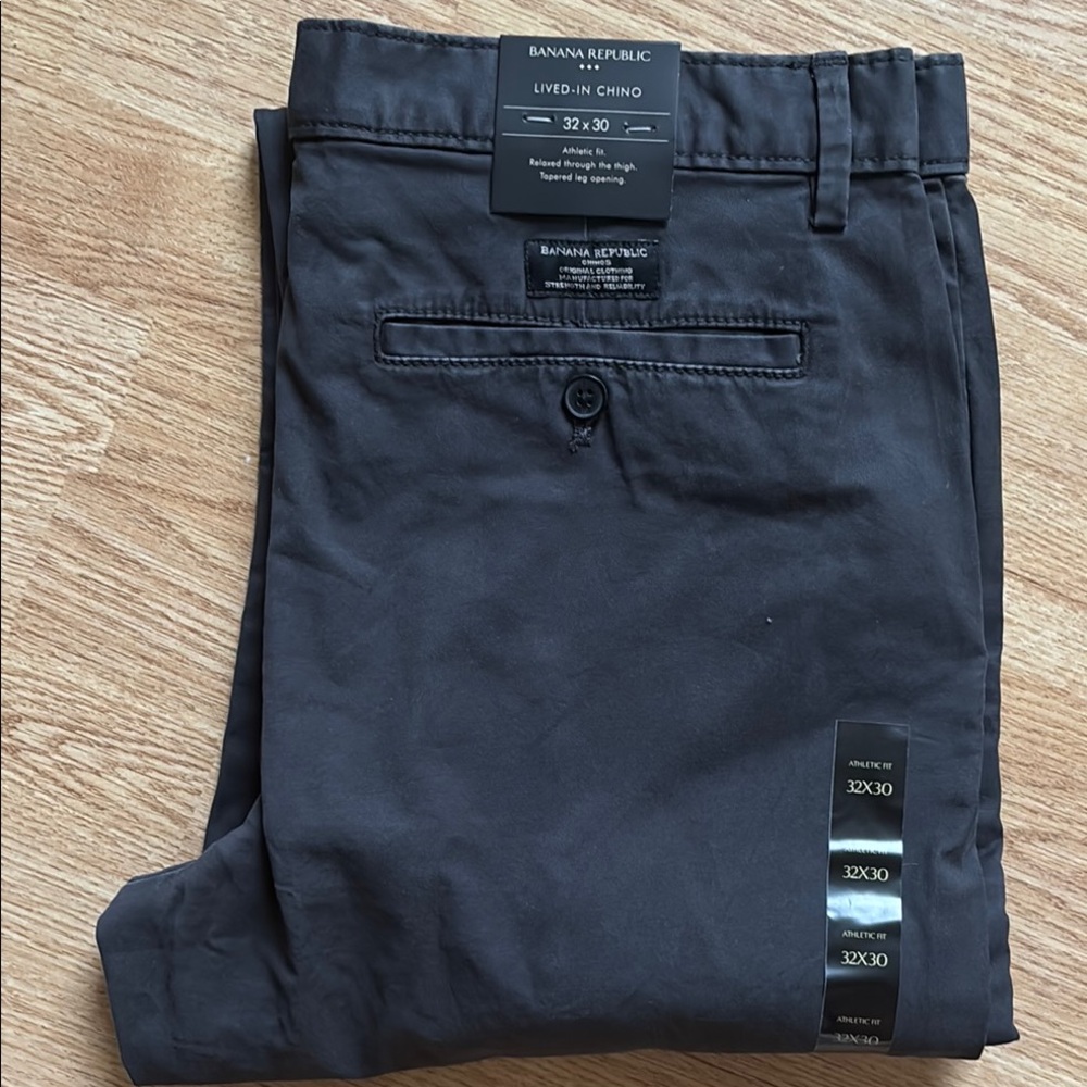 Banana Republic charcoal Chino Khakis athletic fit. NWT - Picture 1 of 8